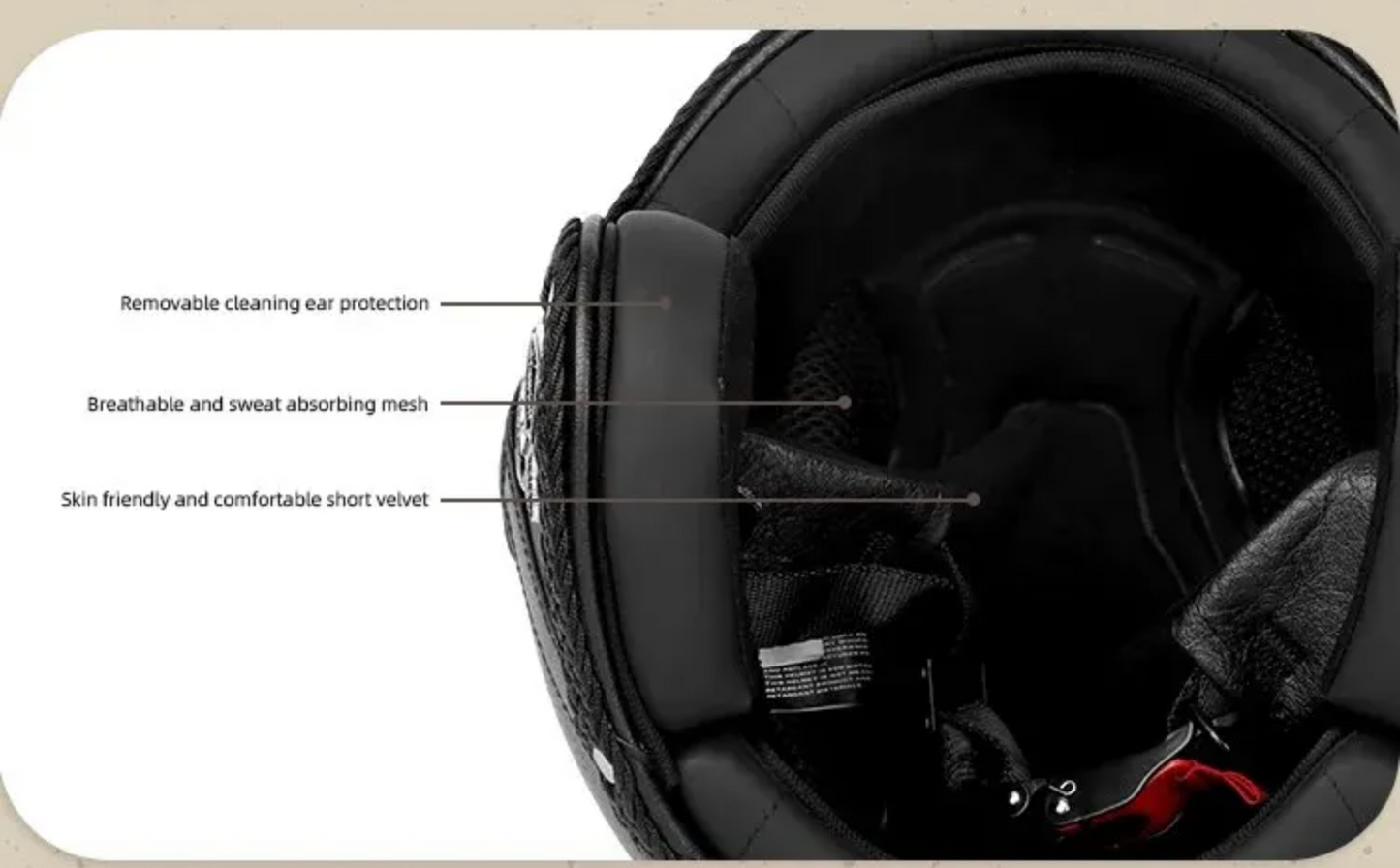 Helmet Open Face 3/4 Leather