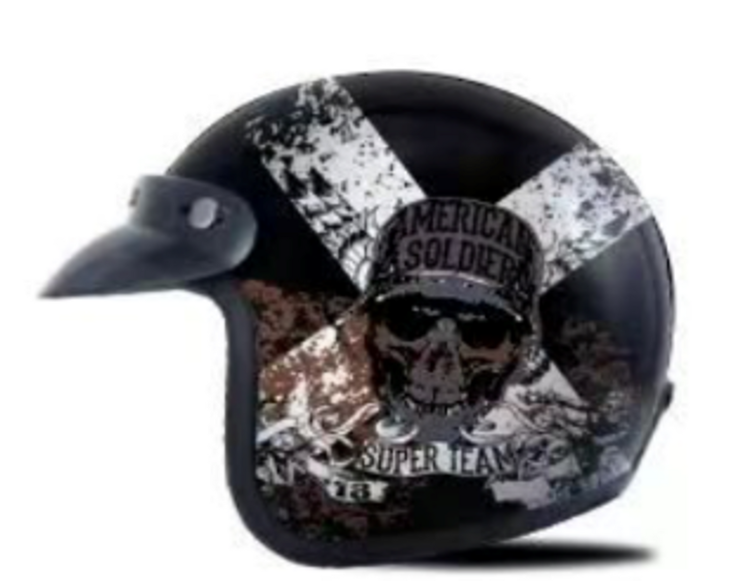 Helmet Open Face 3/4 OF-701 Skull on wings