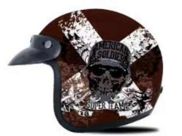 Helmet Open Face 3/4 OF-701 Skull on wings