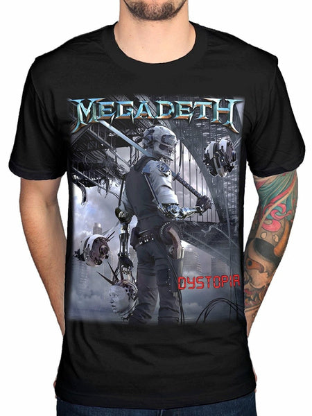 Men's T-Shirt Rock Band Round neck Regular Fit Cotton MegaDeath Dystopia