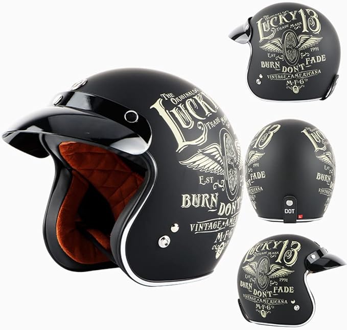 Helmet 3/4 Dot Certified The Lucky 13