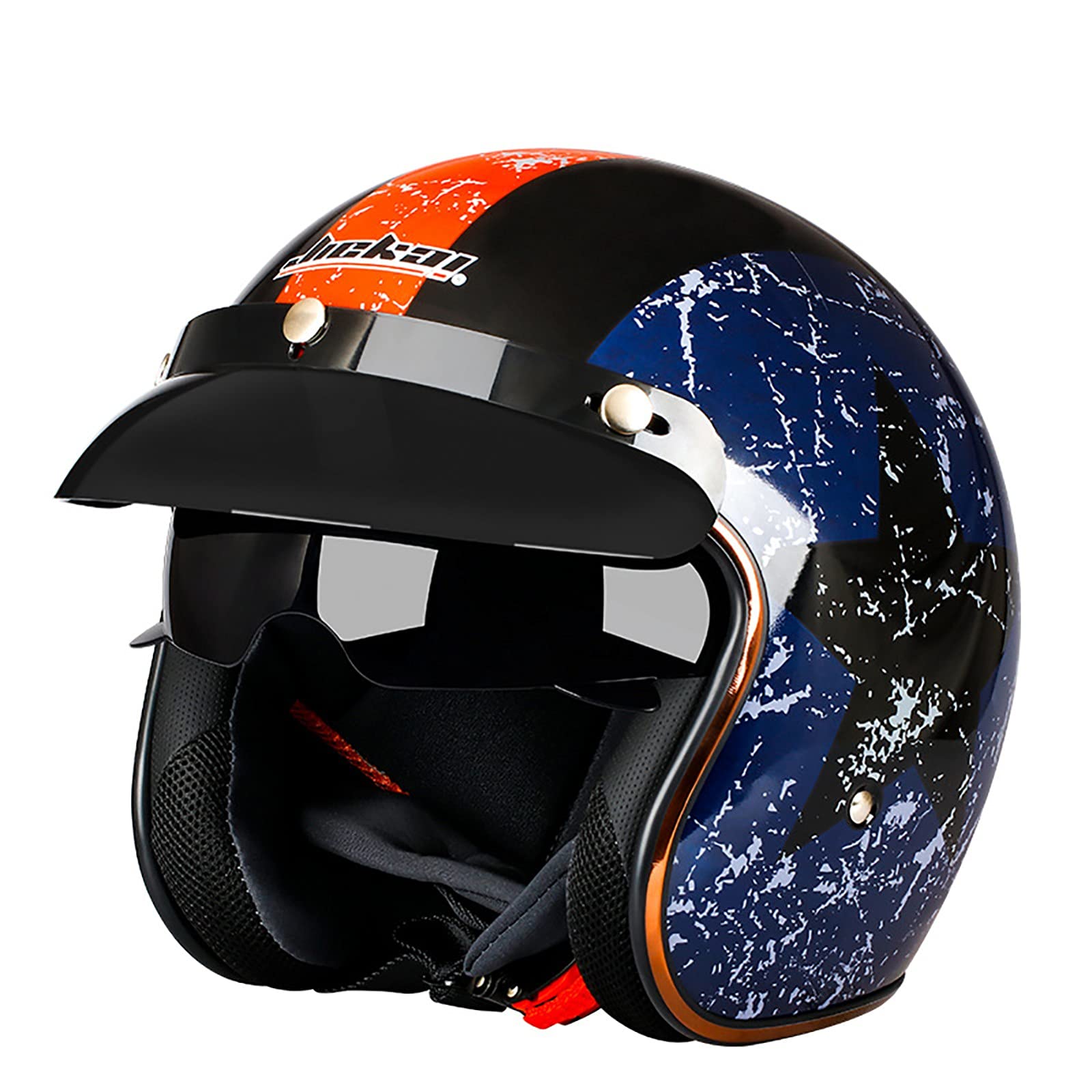 Open Face 3/4 helmet with Visor shiny