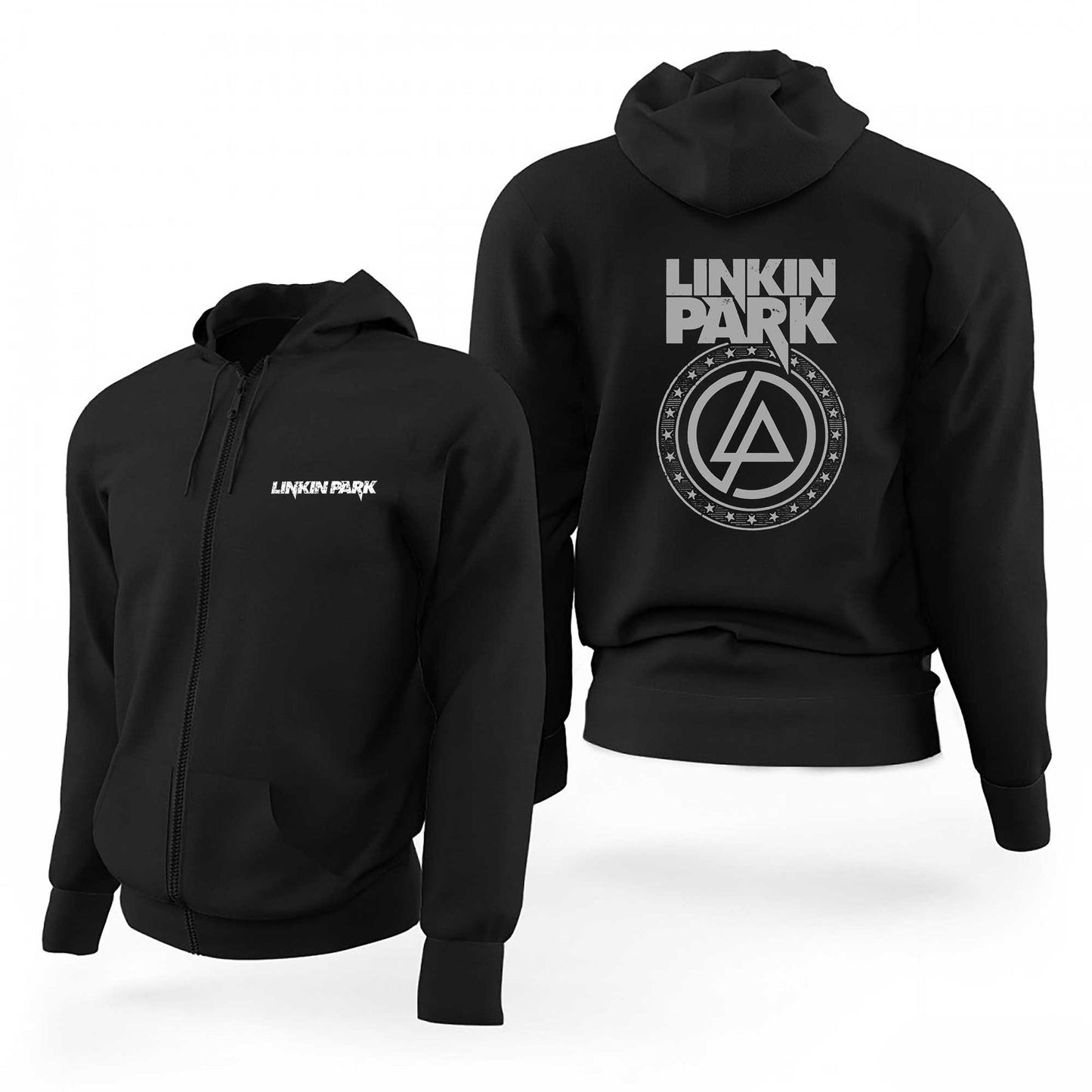 Linkin Park Logo Ve Star Zippered Hooded Sweatshirt