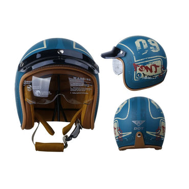 Vintage Motorcycle  3/4 Open Face Helmet DOT certified with Visor & Cap