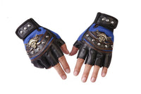 Unisex Skulls Rivet Synthetic Leather and mesh Half Finger Glove