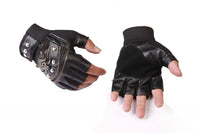 Unisex Skulls Rivet Synthetic Leather and mesh Half Finger Glove