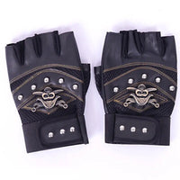 Unisex Skulls Rivet Synthetic Leather and mesh Half Finger Glove