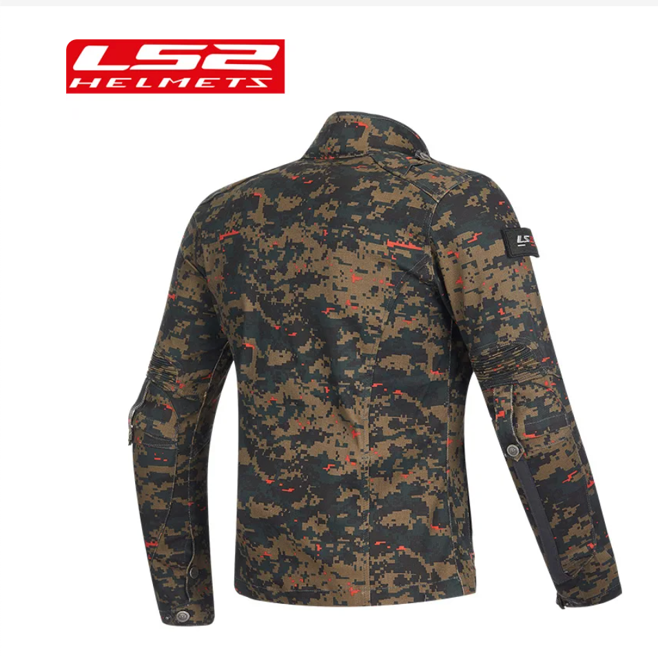 LS2 Motorcycle Riding Jacket Army with Safety Pad for men