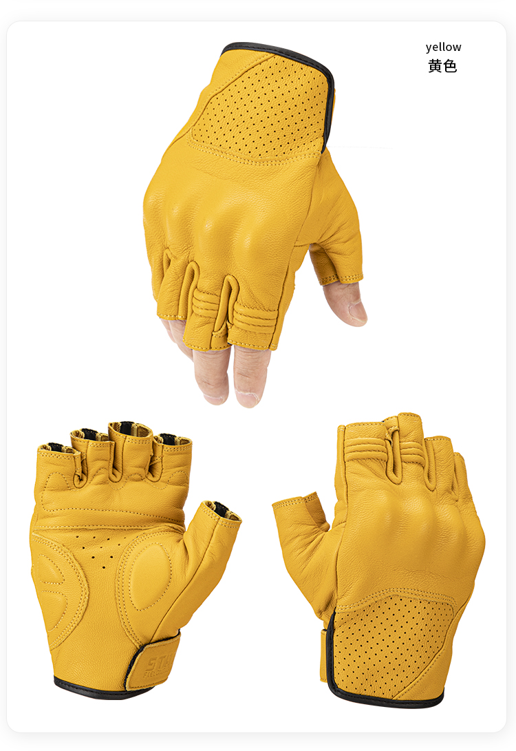 Glove Half Finger Genuine Leather for Summer