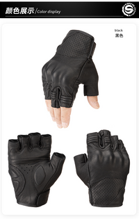 Glove Half Finger Genuine Leather for Summer