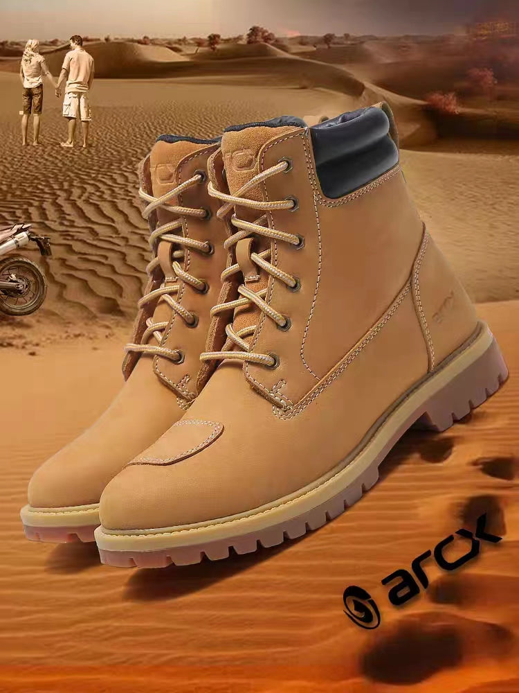 ARCX Motorcycle Boots Cowhide Leather Ankle Protection Yellow