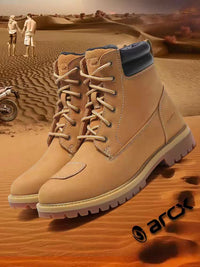 ARCX Motorcycle Boots Cowhide Leather Ankle Protection Yellow