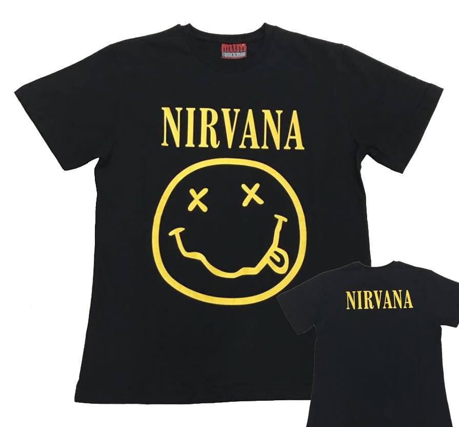 Men's T-Shirt Rock Band Round neck Regular Fit Cotton Nirvana Smily