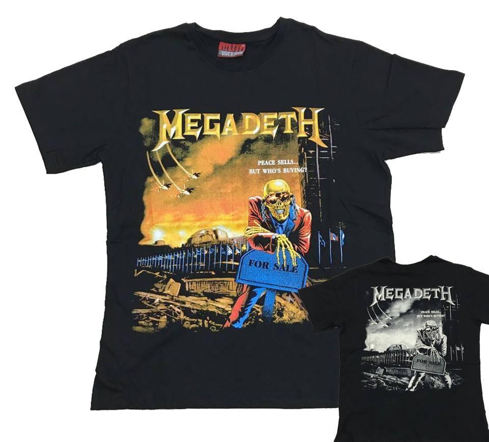 Men's T-Shirt Rock Band Round neck Regular Fit Cotton MegaDeath Peace Sells But Who's Buying