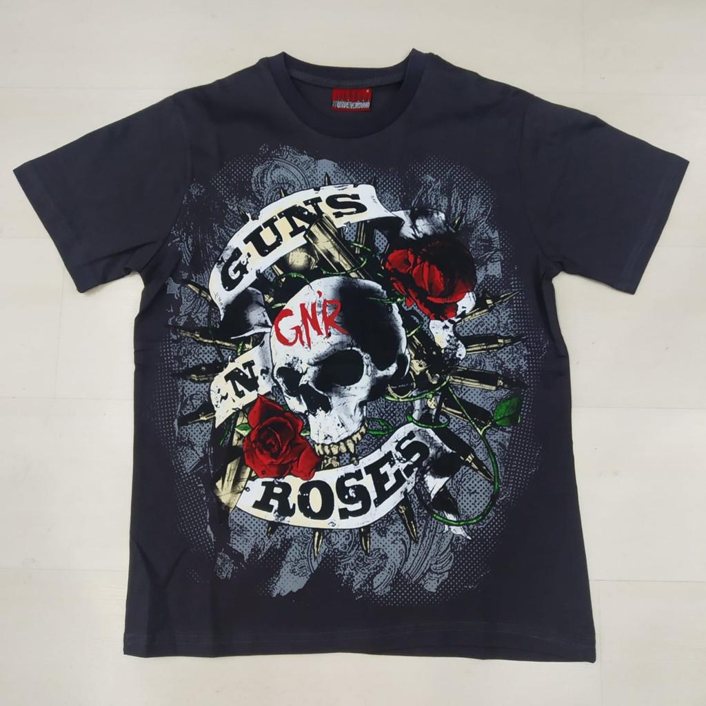 Men's T-Shirt Rock Band Round neck Regular Fit Cotton Guns N' Roses Fire Power