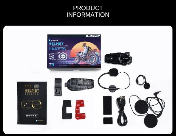 LS2 Bluetooth intercom motorcycle headset for helmet connect upto 2 persons