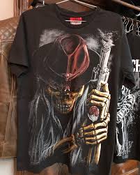 Men's T shirt Crew Neck Regular Fit Skull Gun