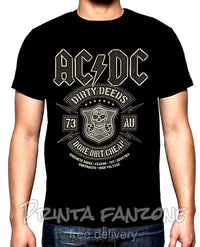 Men's T-Shirt Rock Band Round neck Regular Fit Cotton AC DC Dirty Deeds