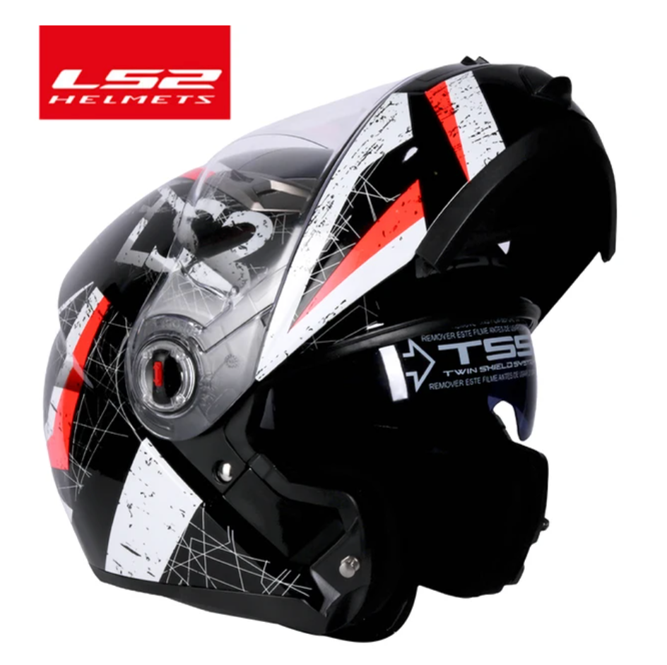 LS2 ff370 motorcycle helmet flip-up dual shield helmets with sun visor