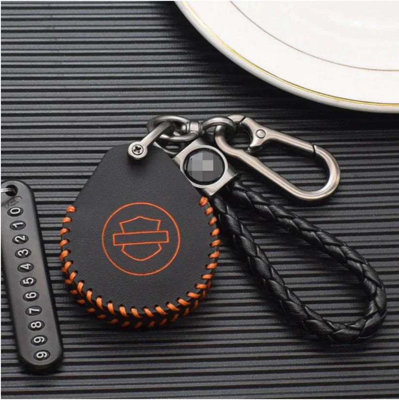 Leather Fob Cover Keychain For Motorcycle