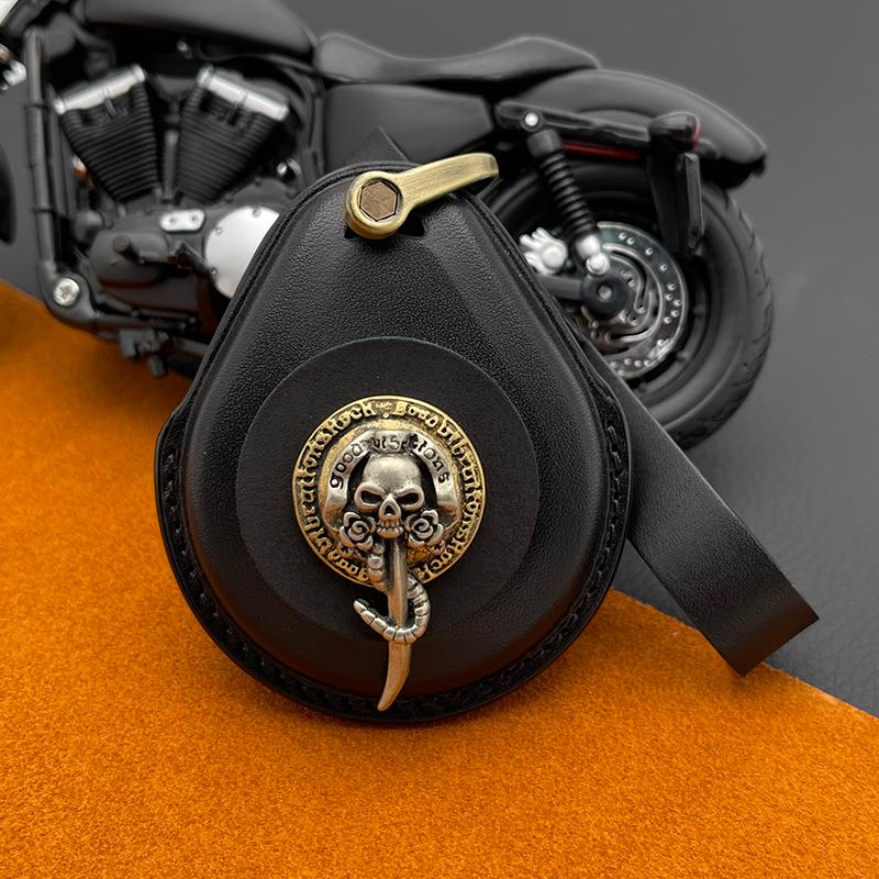 Motorcycle Vintage Fob Cover Genuine Leather and Copper